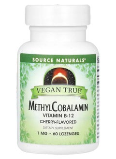 SOURCE NATURALS Vegan True MethylCobalamin Vitamin B-12 Cherry  1 mg 60 Lozenges 