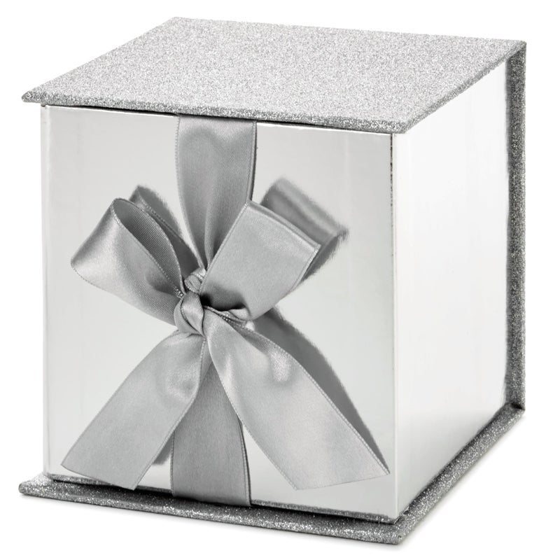 Hallmark Small Gift Box with Bow and Shredded Paper Fill (Silver Signature 4 inch Gift Box with Glitter) for Weddings, Graduations, Bridal Showers, Anniversaries, All Occasion - Image 5