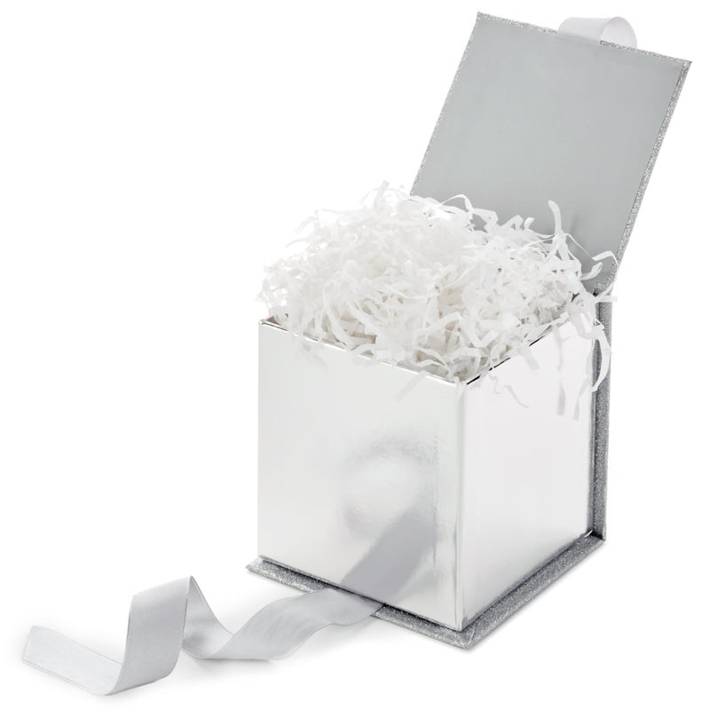 Hallmark Small Gift Box with Bow and Shredded Paper Fill (Silver Signature 4 inch Gift Box with Glitter) for Weddings, Graduations, Bridal Showers, Anniversaries, All Occasion - Image 4