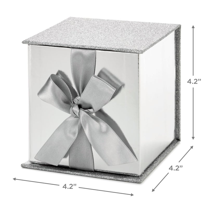 Hallmark Small Gift Box with Bow and Shredded Paper Fill (Silver Signature 4 inch Gift Box with Glitter) for Weddings, Graduations, Bridal Showers, Anniversaries, All Occasion - Image 3