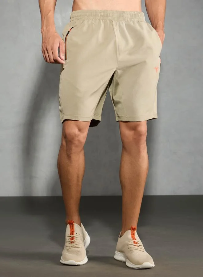 تكنوسبورت Technosport Men Solid Slim Fit Shorts