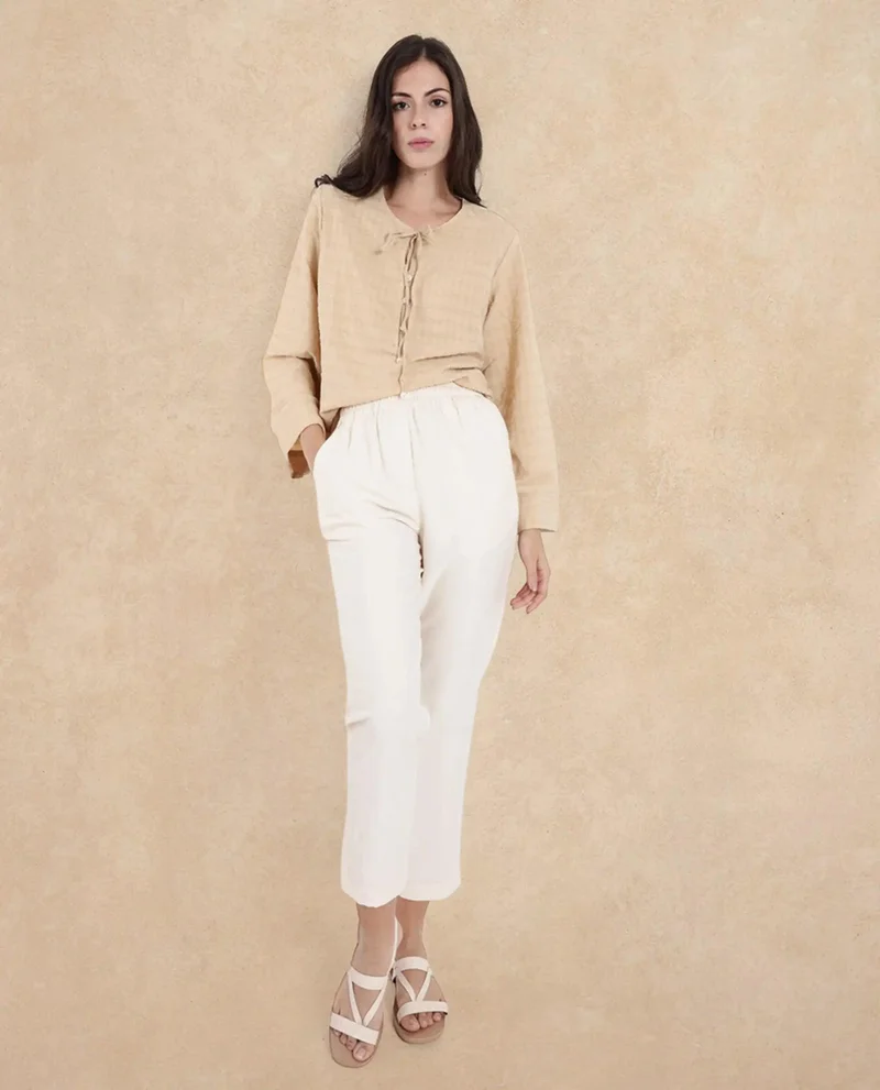 Rareism Women's Textured Bell Sleeve Top