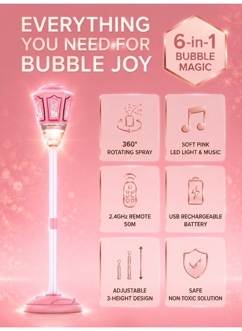 Joudiplay Automatic Light Bulb-Shaped Bubble Machine Rechargeable Music & LED, Remote Control, Pink, Saudi National Day & White Friday Gift for Kids Party Wedding Winter Camping - Image 5