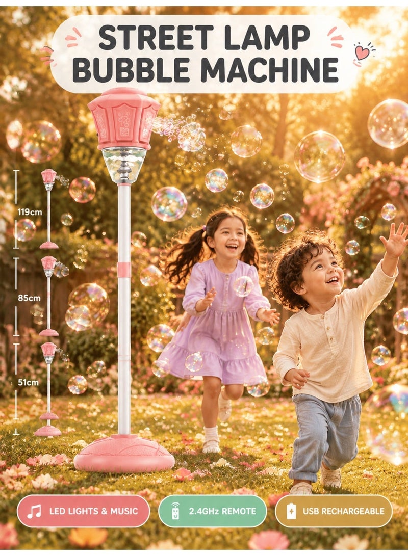 Joudiplay Automatic Light Bulb-Shaped Bubble Machine Rechargeable Music & LED, Remote Control, Pink, Saudi National Day & White Friday Gift for Kids Party Wedding Winter Camping - Image 2