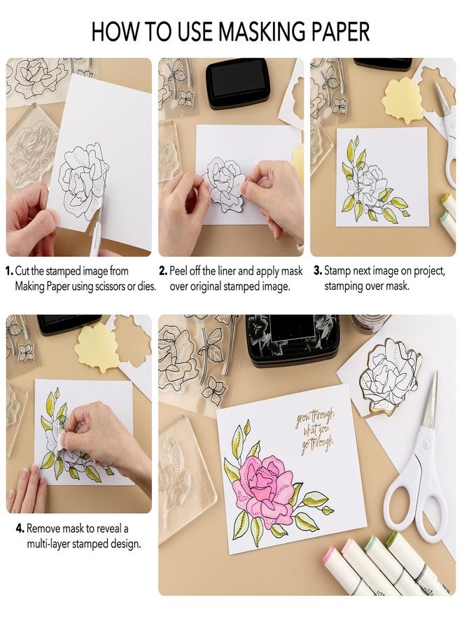 CYFUN DESIGN 50Sheets Masking Sheets for Crafting,Repositionable Low-Tack Adhesive Sheets,Stamps Die Cuts Paper Masks, Repositionable Low-Tack Adhesive Sheets 5.83x8.27inch for DIY Arts Craft - Image 4