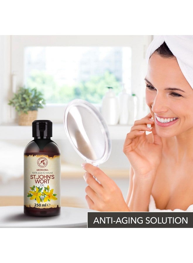 Aromatika زيت سانت جون 8.5 أونصة سائلة (250 مل) هيبيريكوم بيرفوراتوم 100% نقي وطبيعي زيت سانت جون للعناية المكثفة للوجه والجسم والبشرة والشعر والتدليك زيت أساسي رائع - Image 5