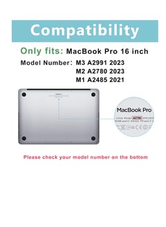 ماركة غير محددة حافظة متوافقة مع ماك بوك برو 16 بوصة M3 A2991 M2 A2780 M1 A2485 إصدار 2024 2021 غطاء بلاستيكي صلب لجهاز ماك بوك برو 16 بوصة لون أسود  - Image 4