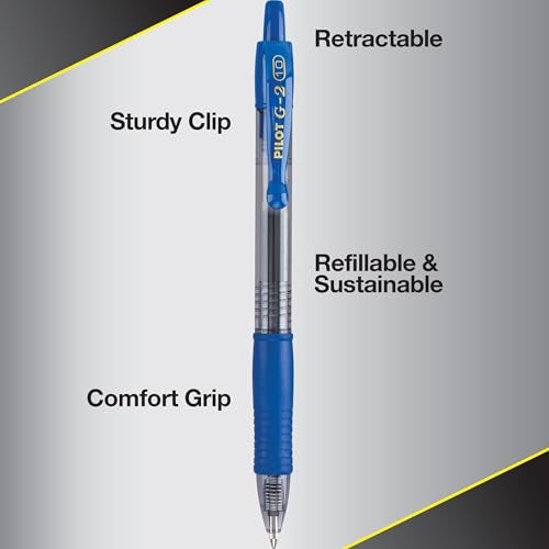 Pilot G2 Premium Gel Roller Pen, Retractable and Refillable, Bold Point 1 mm, Blue Ink, 36 Count - Image 3