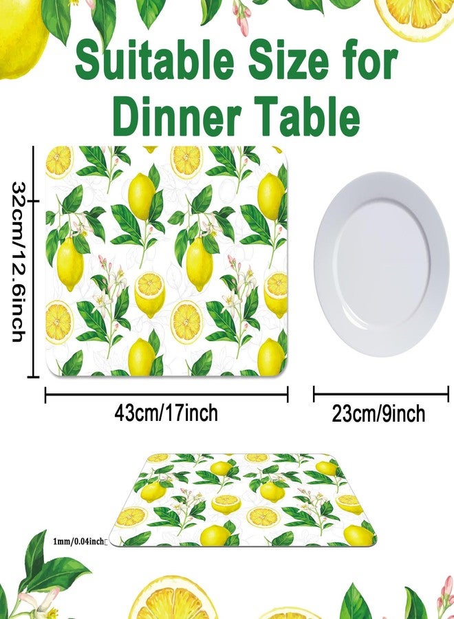 OBUSATT Lemon Placemats Set of 6 Summer Plastic Table Mats Yellow Lemonade Theme Place Mats Washable Vinyl Rustic Holiday Table Decoration for Indoor Outdoor Party Kitchen Dining - Image 2