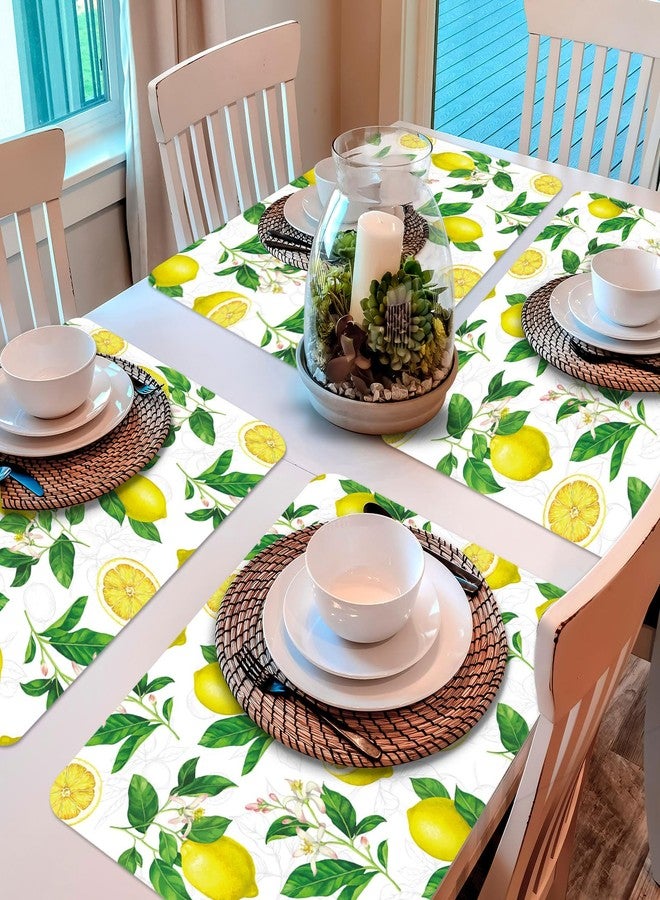 OBUSATT Lemon Placemats Set of 6 Summer Plastic Table Mats Yellow Lemonade Theme Place Mats Washable Vinyl Rustic Holiday Table Decoration for Indoor Outdoor Party Kitchen Dining - Image 5