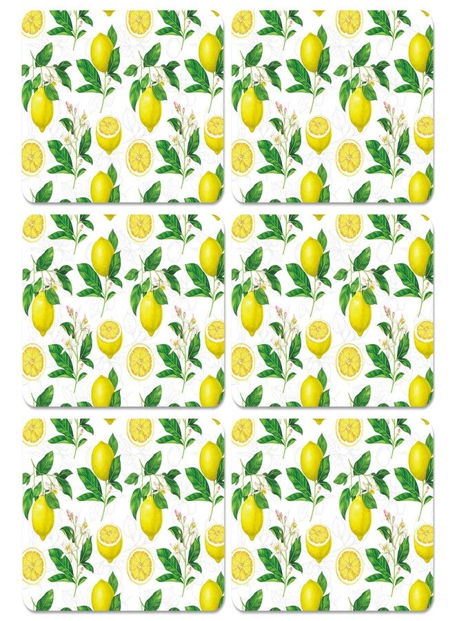 OBUSATT Lemon Placemats Set of 6 Summer Plastic Table Mats Yellow Lemonade Theme Place Mats Washable Vinyl Rustic Holiday Table Decoration for Indoor Outdoor Party Kitchen Dining - Image 1