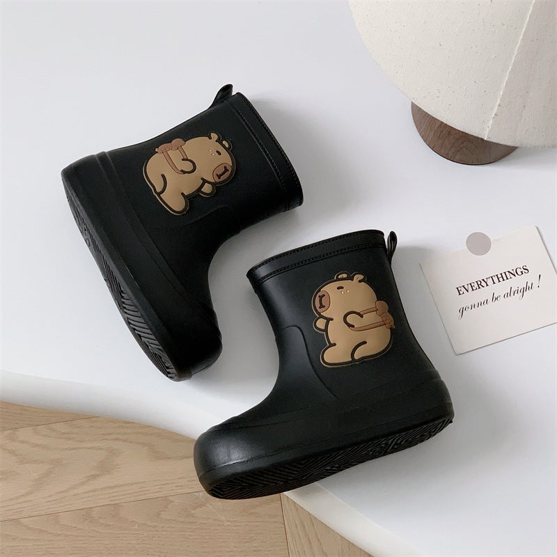 Korean-Style Kapibala Rain Boots Women'S Non-Slip Middle-Age Children'S Warm Parent-Child Rain Boots School Water Boots Women'S Rain Boots For Students - Image 1