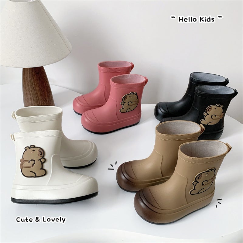 Korean-Style Kapibala Rain Boots Women'S Non-Slip Middle-Age Children'S Warm Parent-Child Rain Boots School Water Boots Women'S Rain Boots For Students - Image 3