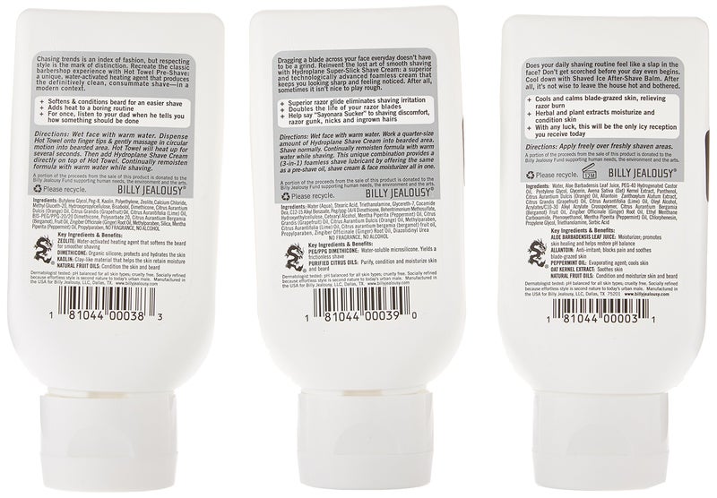 Billy Jealousy Shave3some Travel-Size Trio Shaving Kit for Men with Heating Pre-Shave, Super Slick Shave Cream and Cooling After-Shave, Citrus Scent, 3 Fl Oz Each - Image 2