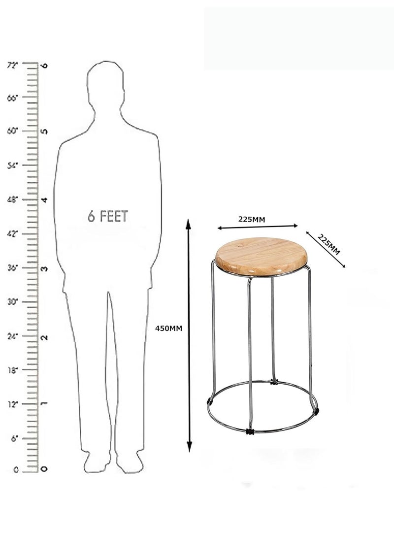 NGFC - SITTING ENVIRONMENT SOLUTIONS NGFC Steel Stool with Wooden Round Top Multipurpose IndoorOutdoor Stool for Home Kitchen Office Caf Medical and Bar Use Pack of 2 - Image 2