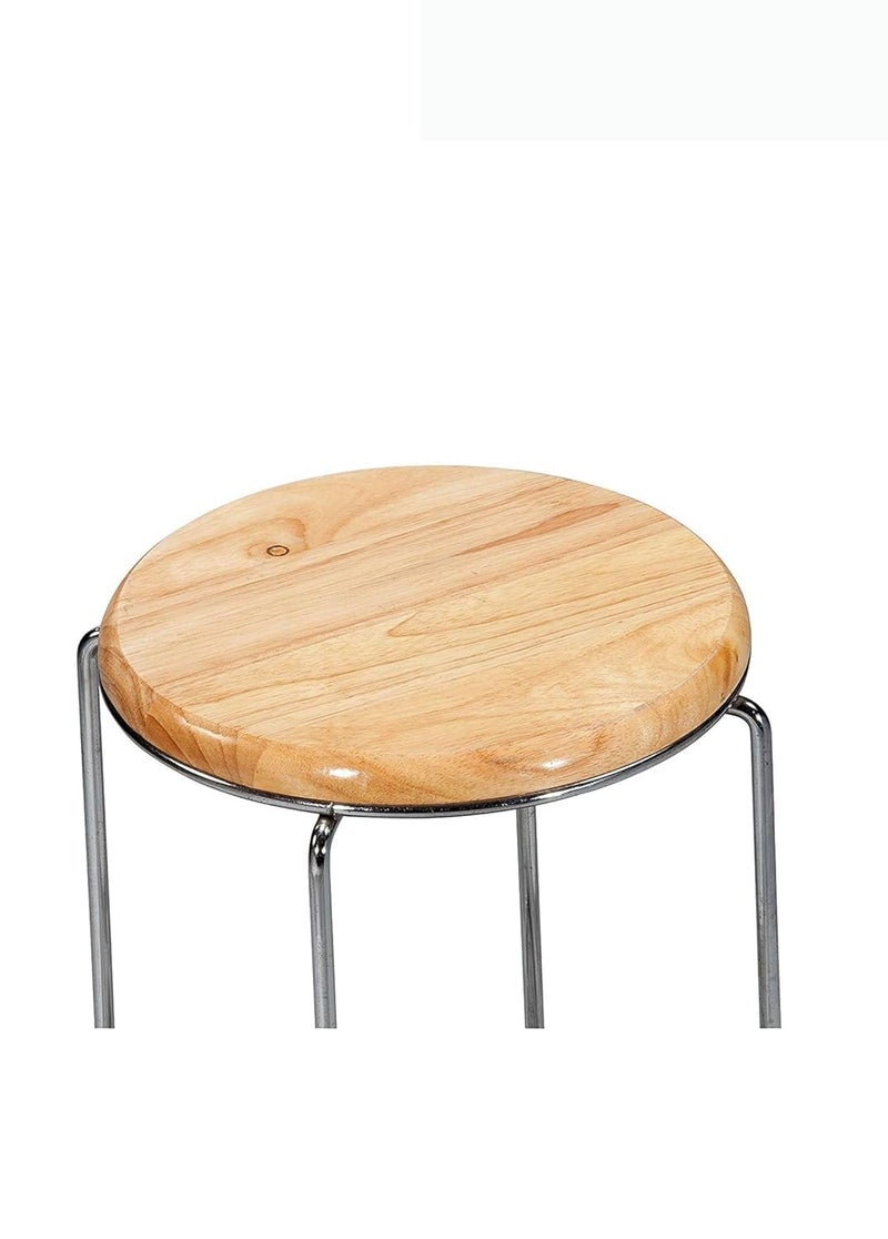 NGFC - SITTING ENVIRONMENT SOLUTIONS NGFC Steel Stool with Wooden Round Top Multipurpose IndoorOutdoor Stool for Home Kitchen Office Caf Medical and Bar Use Pack of 2 - Image 3