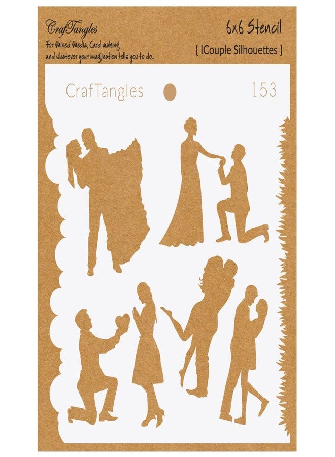 CrafTangles Art and Craft Stencil - Couple Silhouette, 6x6 inch, Reusable, use for DIY Painting on Canvas, Fabric, Cloth, Paper, Glass, Furniture, Wall, Mixed Media and Decoupage, 1Pc, CTCS153 - Image 1