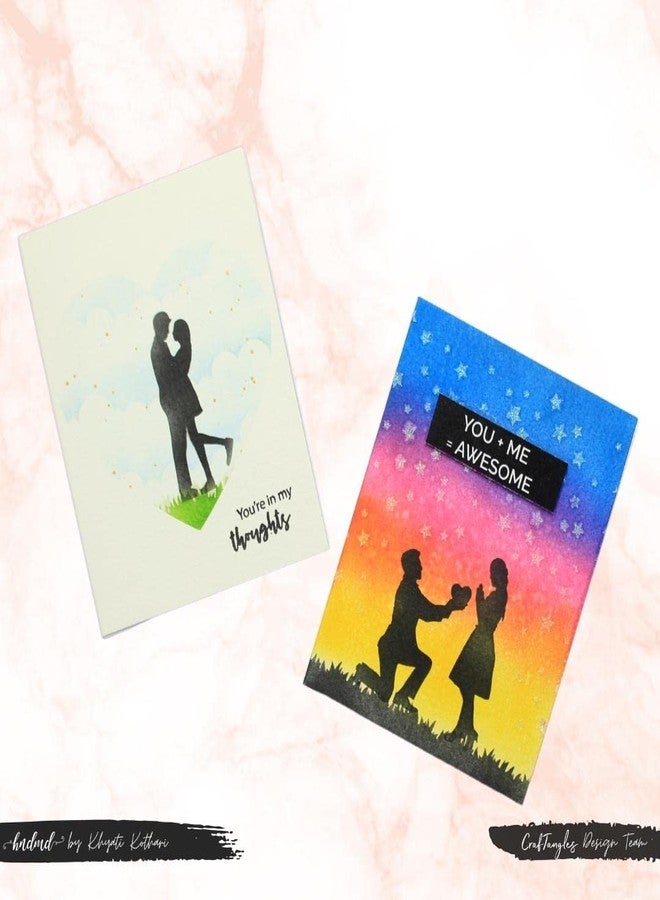 CrafTangles Art and Craft Stencil - Couple Silhouette, 6x6 inch, Reusable, use for DIY Painting on Canvas, Fabric, Cloth, Paper, Glass, Furniture, Wall, Mixed Media and Decoupage, 1Pc, CTCS153 - Image 2