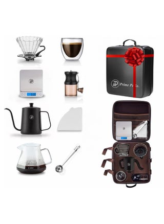 Prime Perks® | V60 Pour Over Coffee Set - Portable Coffee Kit with V60 Kettle, Digital Scale, Double Walled Mug, Glass Server, Manual Grinder, Glass Dipper, 100 Paper Filters & Coffee Scoop - pzsku/Z67D1C86C385855B491C0Z/45/1746184409/113f45ea-0e7b-426a-8f5e-f6daeef8fbbc