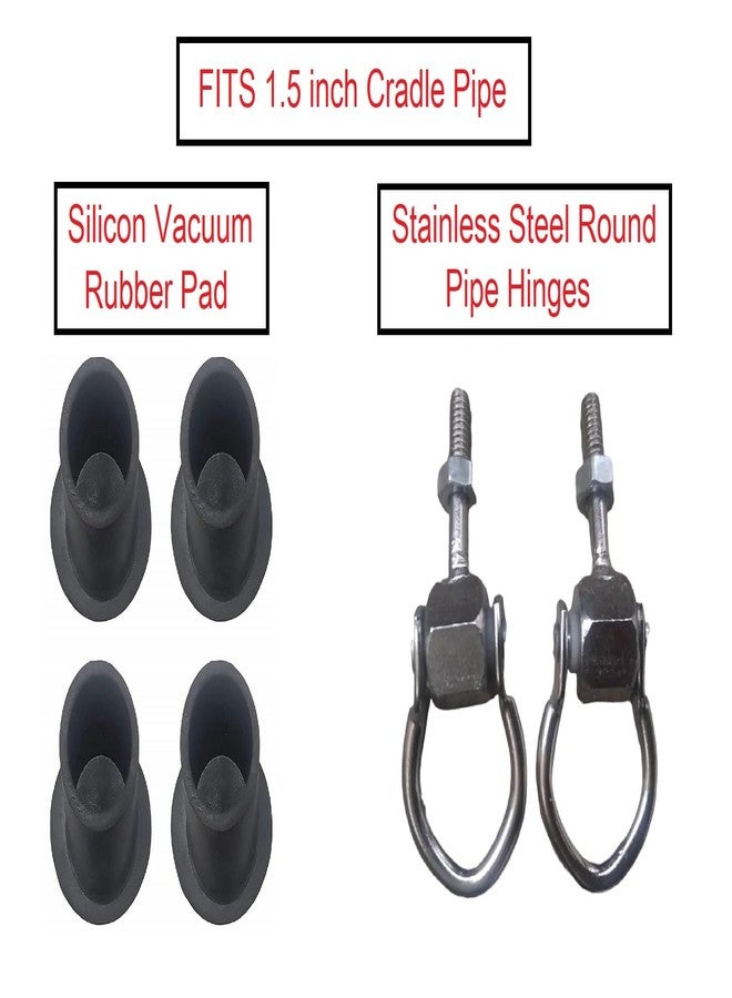 MYSACART Baby Cradle Round Pipe Vacuum Rubber Pads (Set of 4 Pcs) & Hinges for 1 Inch Round Pipe (Set of 2 Pcs) (RO_H) - Image 2