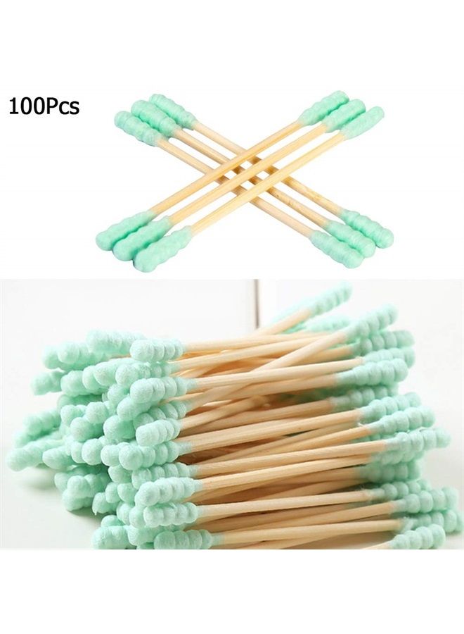 AKOAK 100 Pcs/set Colorful Double Head Spiral Cotton Swabs, Ear Picking Cotton Swabs, Makeup Remover Sanitary Swabs (Green) - Image 2
