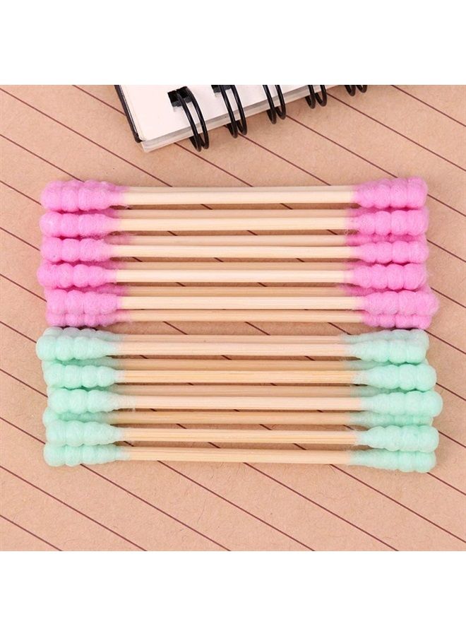 AKOAK 100 Pcs/set Colorful Double Head Spiral Cotton Swabs, Ear Picking Cotton Swabs, Makeup Remover Sanitary Swabs (Green) - Image 4