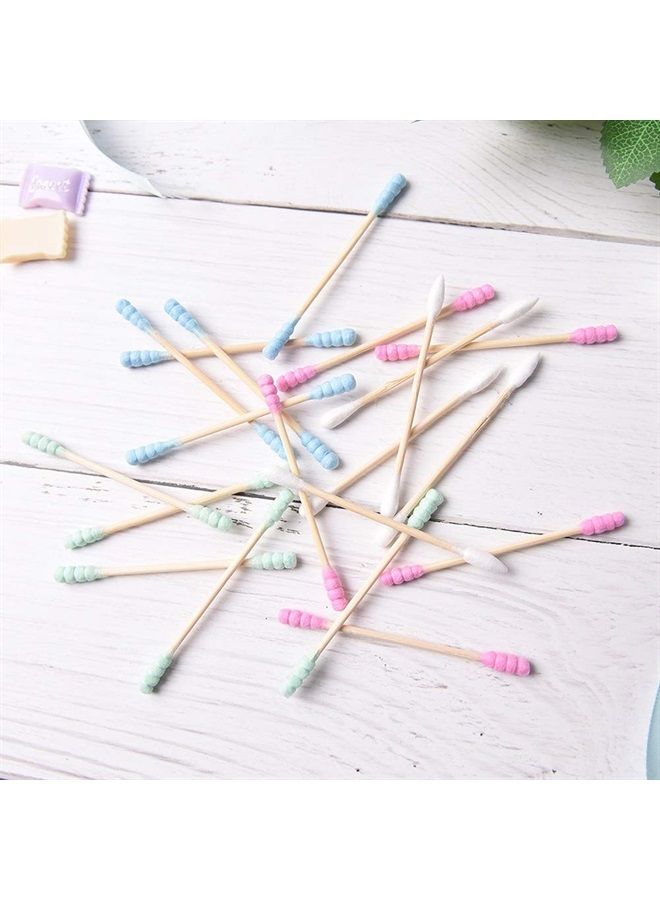 AKOAK 100 Pcs/set Colorful Double Head Spiral Cotton Swabs, Ear Picking Cotton Swabs, Makeup Remover Sanitary Swabs (Green) - Image 5