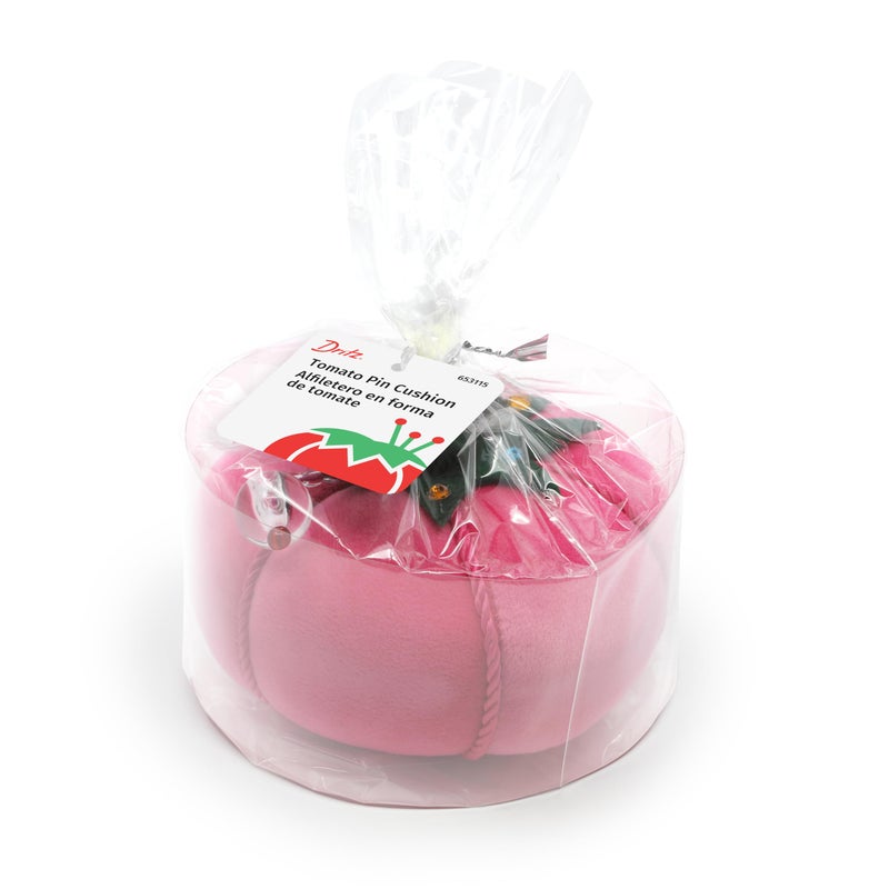 Dritz Tomato Pin Cushion â€“ Large 5â€³ Pink Velvet Sewing & Quilting Pincushion with Rhinestone Accent â€“ Holds Long Pins & Needles - Image 2