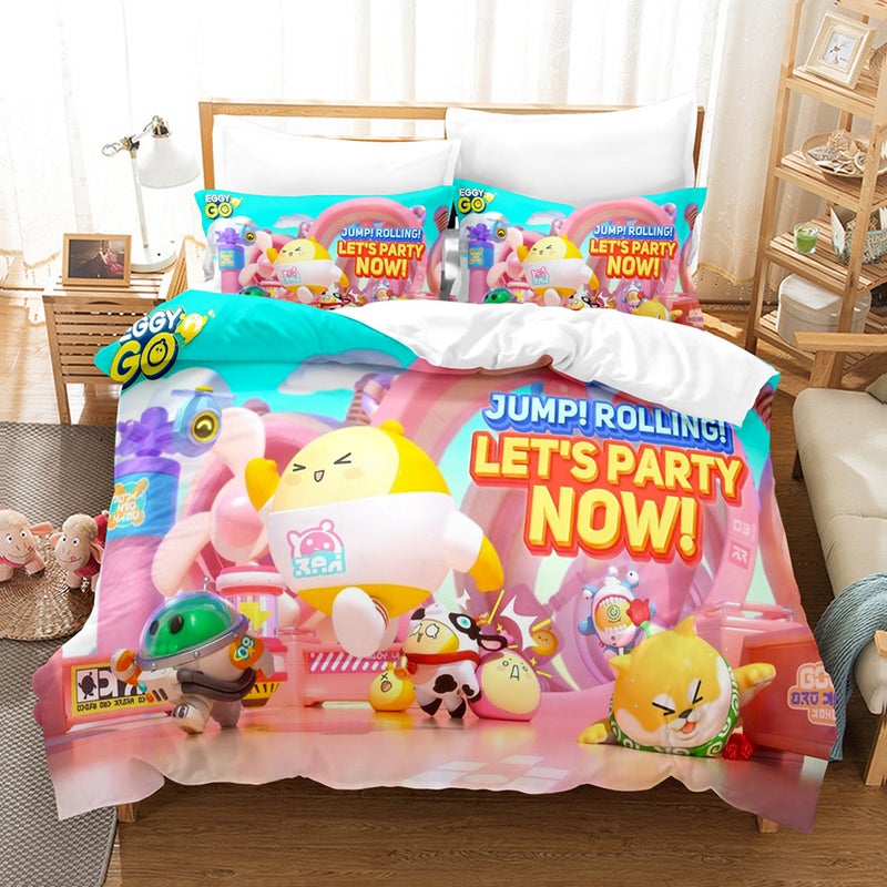 New Eggboy Party Digital Printed Brushed Bedding Four-Piece Set Of Three Pieces Egggy Party Sheets - Image 3