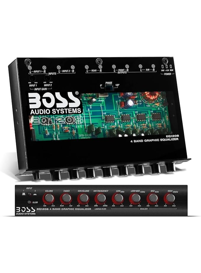 بوس معادل صوت Boss Audio EQ1208 رباعي النطاقات مع تحكم في مضخم الصوت الفرعي - Image 5