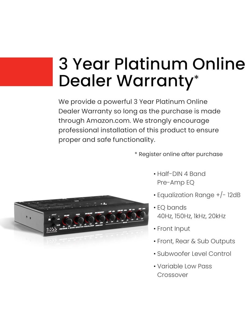 بوس معادل صوت Boss Audio EQ1208 رباعي النطاقات مع تحكم في مضخم الصوت الفرعي - Image 3