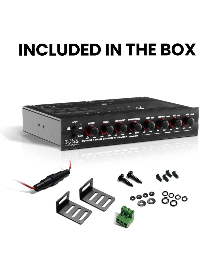 بوس معادل صوت Boss Audio EQ1208 رباعي النطاقات مع تحكم في مضخم الصوت الفرعي - Image 1