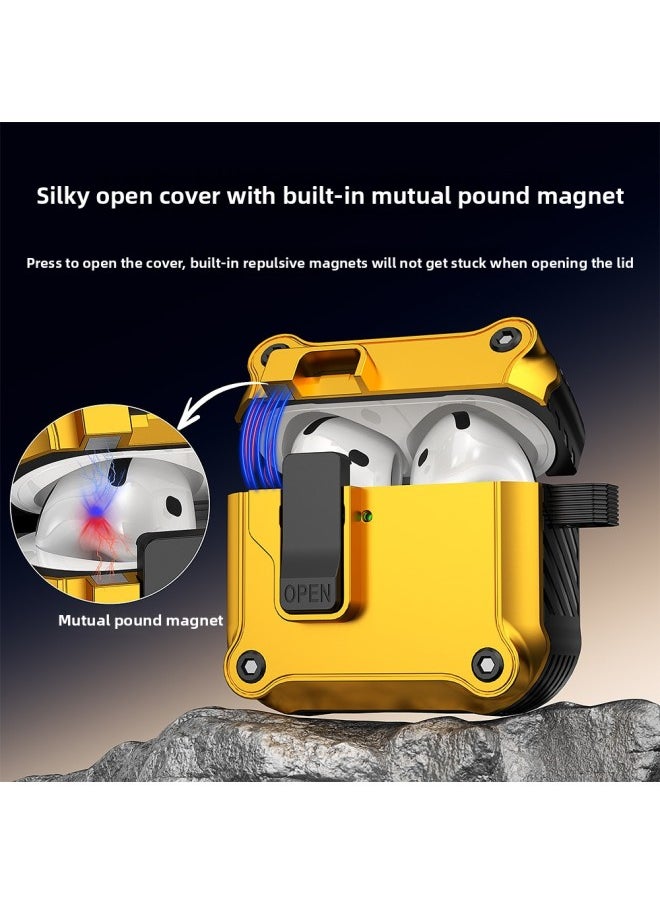 Generic - For Apple Airpods Earphone Case Simple Mecha Airpods4 Protective Case Airpods Bluetooth Earphone Case-Color:Yellow-Applicable Models:Airpods 4th Generation - Image 1