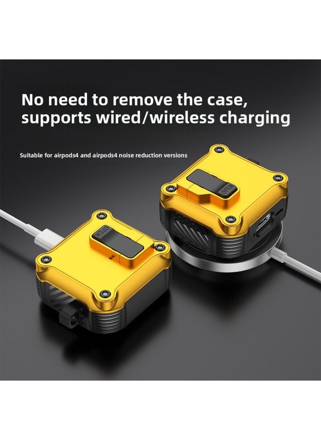 Generic - For Apple Airpods Earphone Case Simple Mecha Airpods4 Protective Case Airpods Bluetooth Earphone Case-Color:Yellow-Applicable Models:Airpods 4th Generation - Image 1