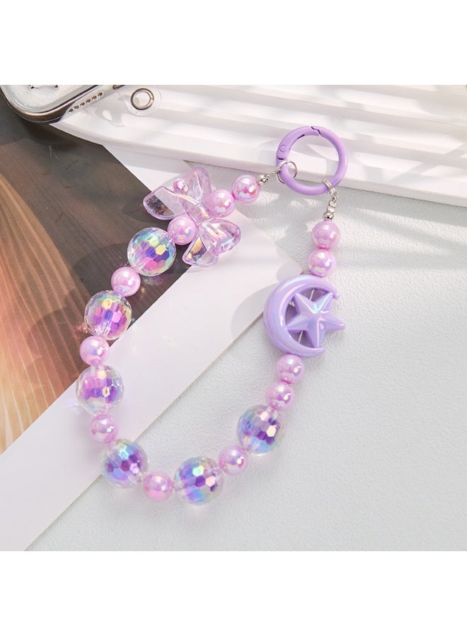 NIBEMINENT Phone Charm/ Chain Strap for Women Girls, Crystal Bow Cell Phone Case Lanyard Wrist Strap，Light Purple