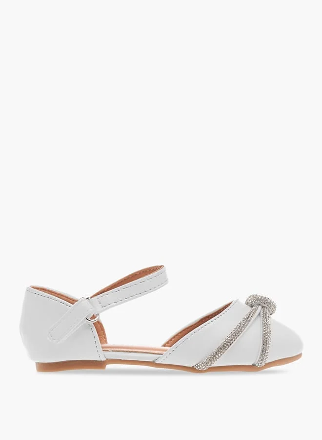 Girls Embellished Ballerina Shoes with Hook and Loop Closure