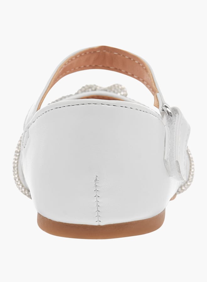 Flora Bella By Shoexpress Girls Embellished Ballerina Shoes with Hook and Loop Closure  - Image 4