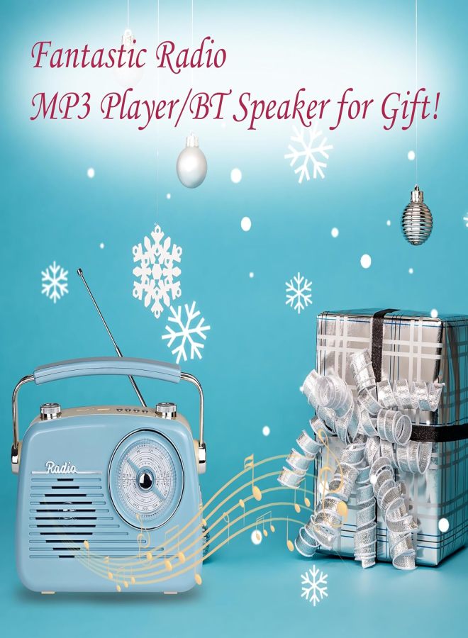 راديو FM قصير الموجة بتقنية بلوتوث بتصميم كلاسيكي (قرص كبير)، يدعم تشغيل بطاقة TF/USB، استقبال إشارة قوي، يعمل بالبطارية أو بالكهرباء، سهل الاستخدام، أزرق - Image 5