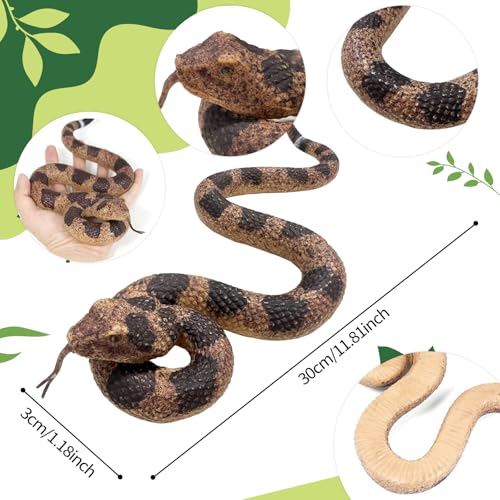 Hsxfl Realistic Fake Snakes Toy Soft Rubber Snake Realistic Keep Birds and Squirrels Away, Rattlesnake Toys for Garden Gift April Fools' Day Party Favors or Halloween Decoration Props - Image 5
