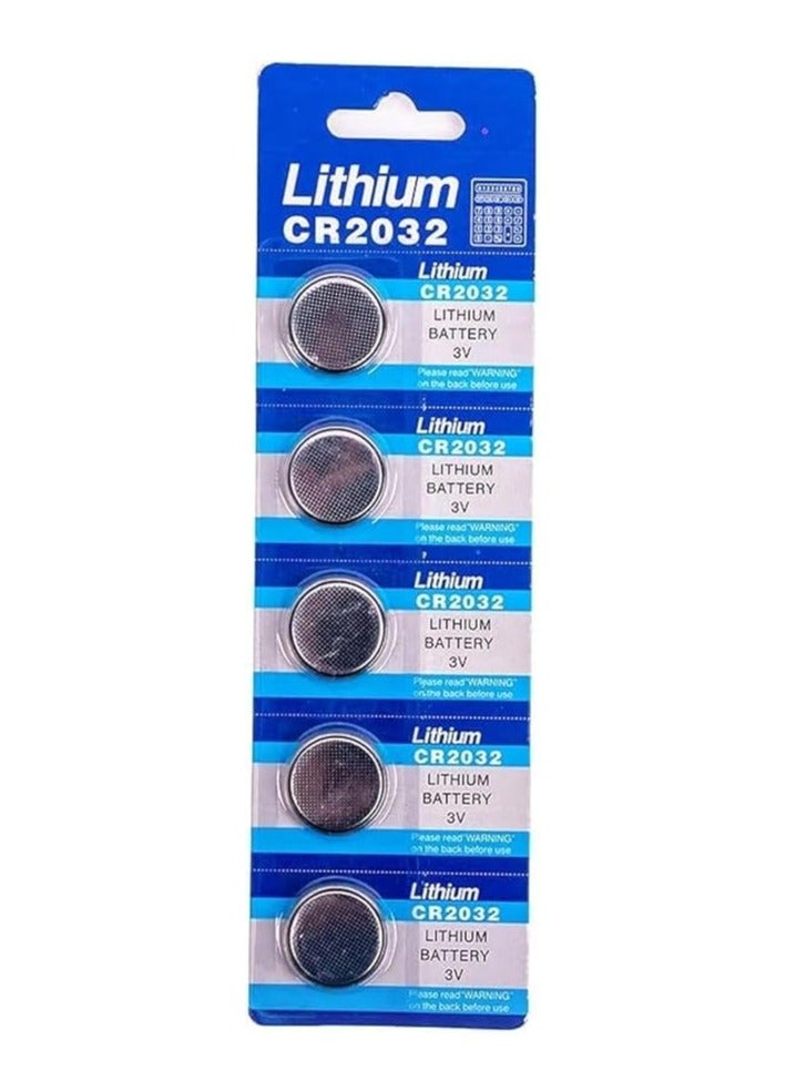 5pcs CR2032 Lithium Battery for Watches, Medical Devices, Computers, Toys, etc.