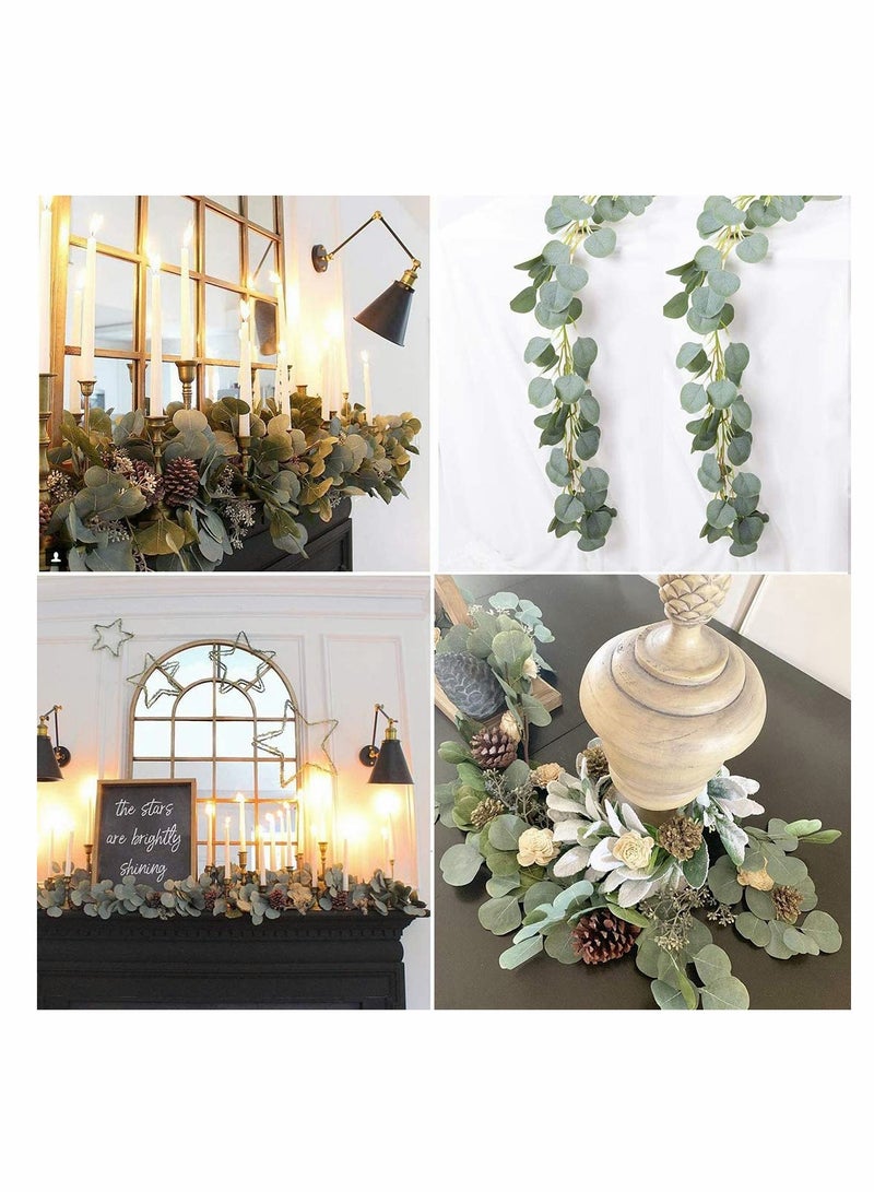 Excefore Artificial Eucalyptus Garland Vines Detachable Faux Eucalyptus Leaves Foliage Plastic Garland Greenery Hanging Plant Wedding Backdrop Arch Wall Decor - Image 5