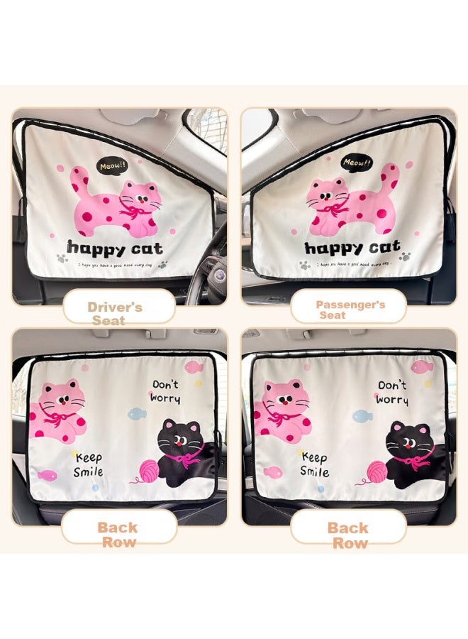 DiGallen Dijialun Cute Cat Car Curtain, Summer Children's Sun Protection, Car Privacy Curtain, Creative Sunshade Window Cover - Image 2