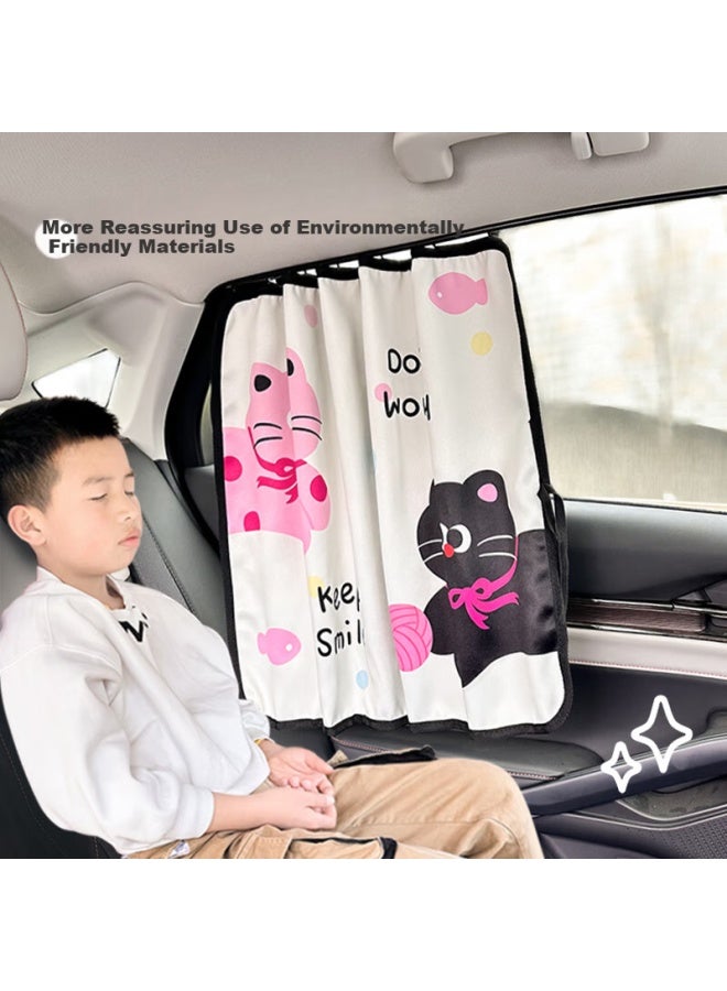 DiGallen Dijialun Cute Cat Car Curtain, Summer Children's Sun Protection, Car Privacy Curtain, Creative Sunshade Window Cover - Image 3