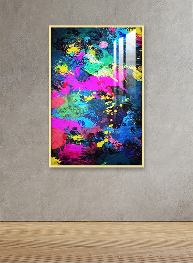 ماركتنا لوحة جدارية120×80سم مع برواز ذهبي وطبقة اكريلك شفاف بتصميم تجريدي - Image 1