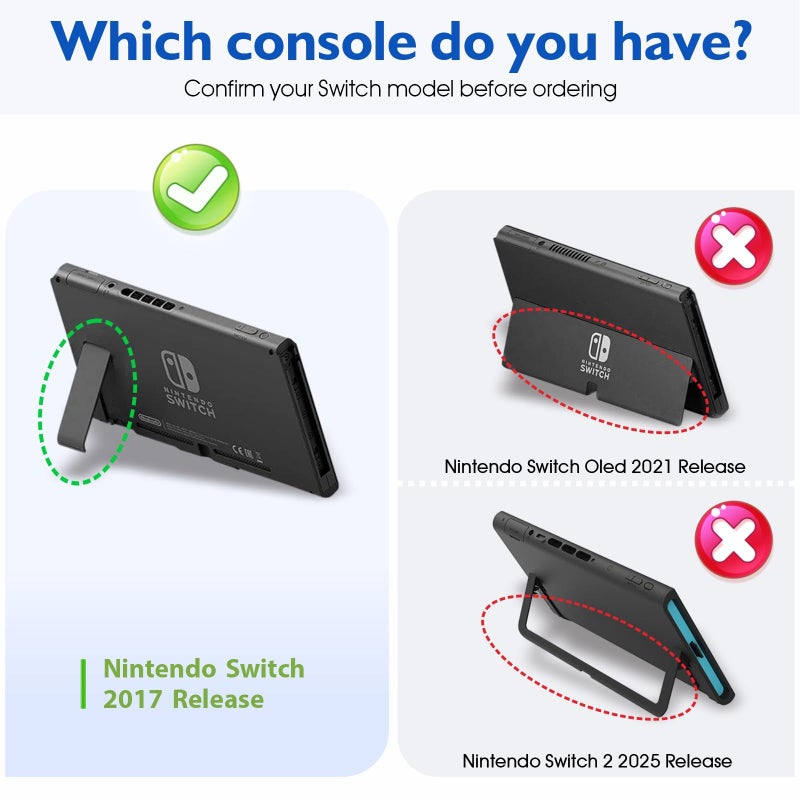 COMCOOL Dockable Case for Nintendo Switch - COMCOOL 3 in 1 Protective Cover Case for Nintendo Switch and Joy-Con Controller with Screen Protector and Thumb grips - Purple and Cyan - Image 2