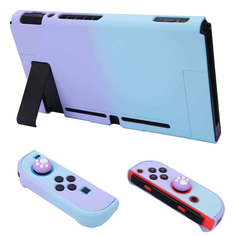 COMCOOL Dockable Case for Nintendo Switch - COMCOOL 3 in 1 Protective Cover Case for Nintendo Switch and Joy-Con Controller with Screen Protector and Thumb grips - Purple and Cyan - Image 3