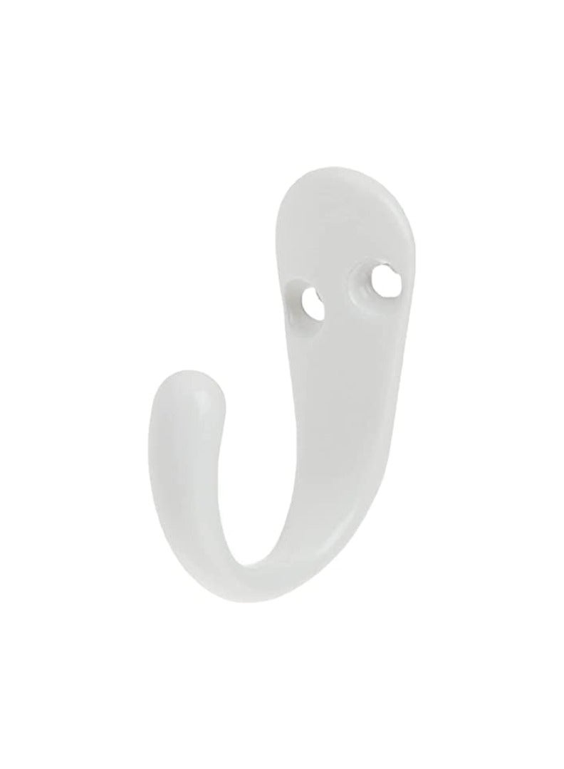 KNP KNP Single Coat Hook Robe Hook Metal Steel Hanger Wall Mounted Heavy Duty Single Coat (White Coated) 5-pcs 
