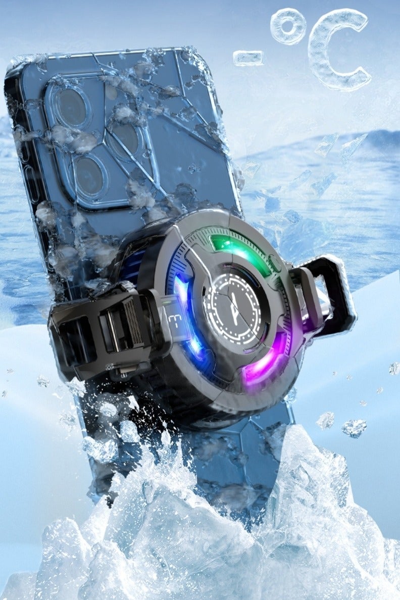 Phone Cooler, Low-Power Cryo Fan (5V/2A),  Adsorption Design, Semiconductor Phone Cooler with RGB Light,  Universal Phone Fan Cellphone Radiator for Game and Live Stream  - mobile cooling fan for Gaming, Streaming, Videos, News, Reading - PUBG, TikTok, YouTube, Instagram Compatible  - Image 1