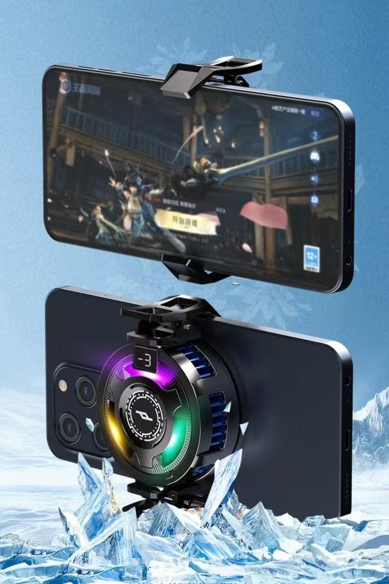 Phone Cooler, Low-Power Cryo Fan (5V/2A),  Adsorption Design, Semiconductor Phone Cooler with RGB Light,  Universal Phone Fan Cellphone Radiator for Game and Live Stream  - mobile cooling fan for Gaming, Streaming, Videos, News, Reading - PUBG, TikTok, YouTube, Instagram Compatible  - Image 2