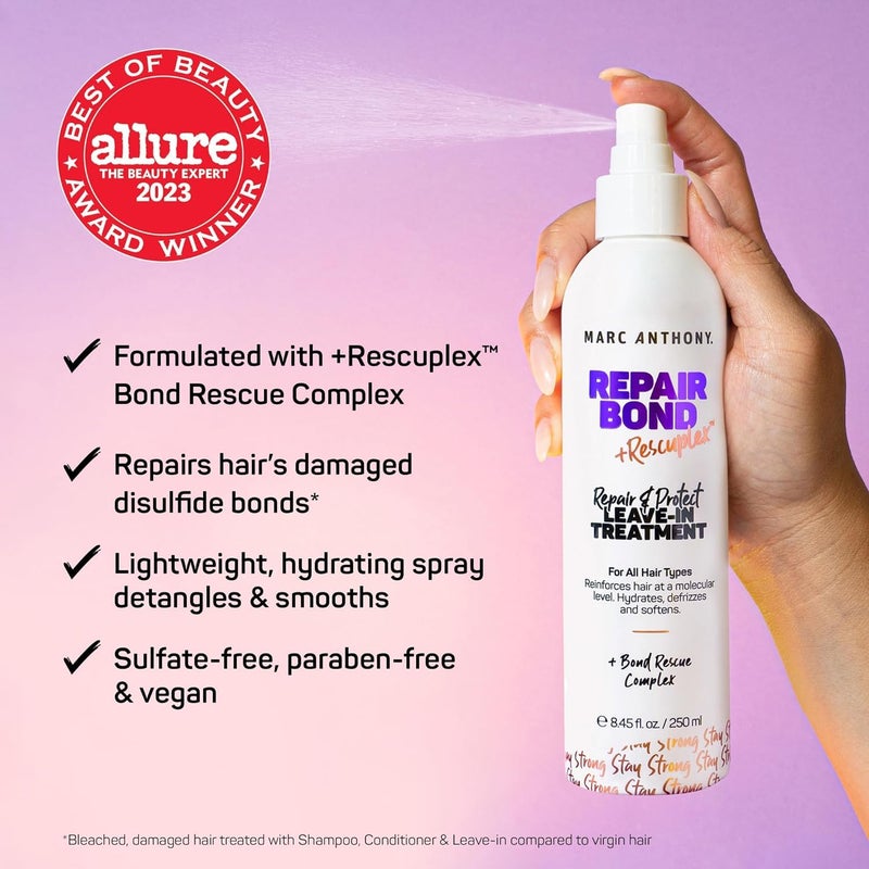 Marc Anthony Repairing Leave-In Conditioner, 8.45 fl oz - Repairs, Strengthens & Maintains Bonds within Hair - Eliminates Frizz, Flyaways & Reduce Breakage - Dry & Damaged Hair - Image 4
